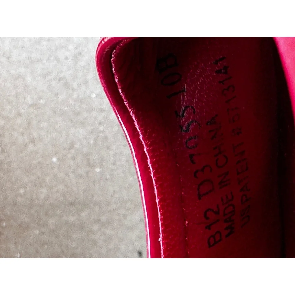 Cole Haan Wedge Sandals Womens 10B Red Patent Leather Nike Air Peep Toe Cork